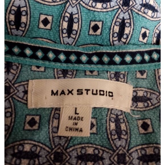 Max Studio Shirt Ladies‎ Large Blue 3/4 Sleeve - Picture 6 of 8